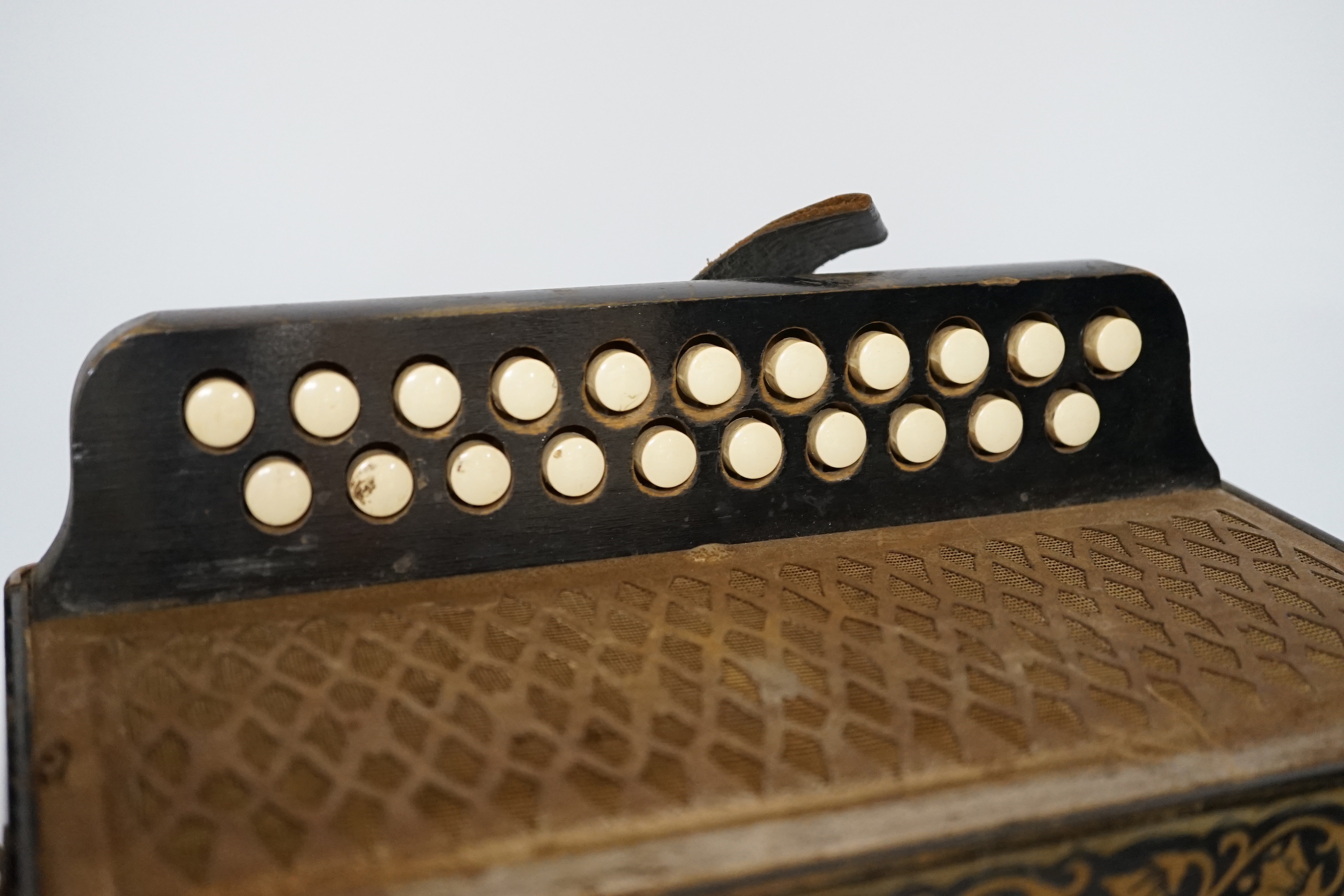 A Hohner accordion with Bakelite buttons
